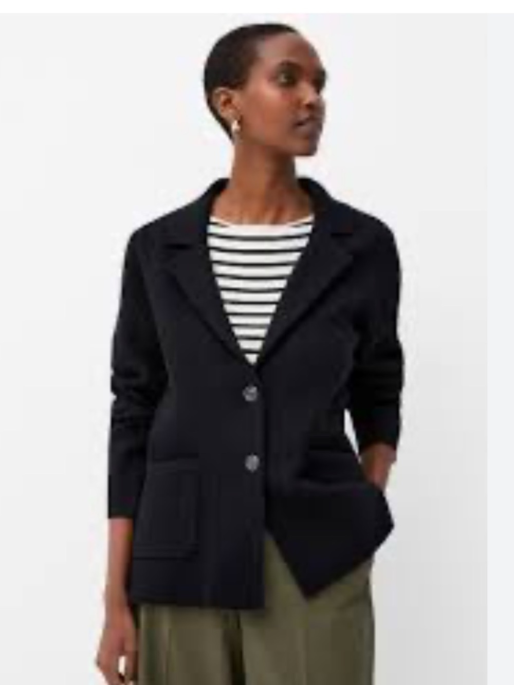 John + Jenn LINE Black Women's Wool Felt Blazer Jacket